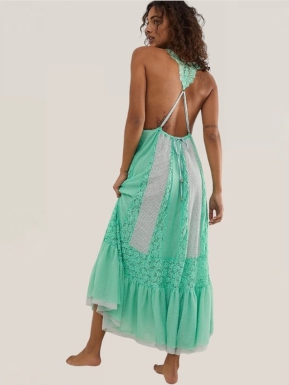 New We Are Hah Green Lace-Back Maxi Dress - Women
